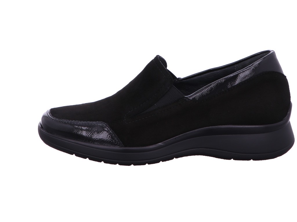 SEMLER Klassische Slipper schwarz K-LACK/SAMT-CHEV.