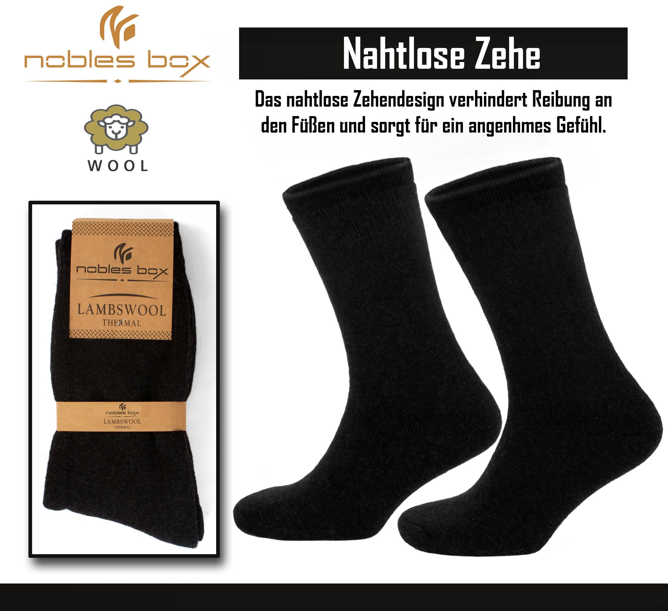 NoblesBox Norwegersocken Herren Wollsocken (Beutel, 2-Paar, 40-44 EU Größe) Herren Warme Socken, Herren Arbeitssocken