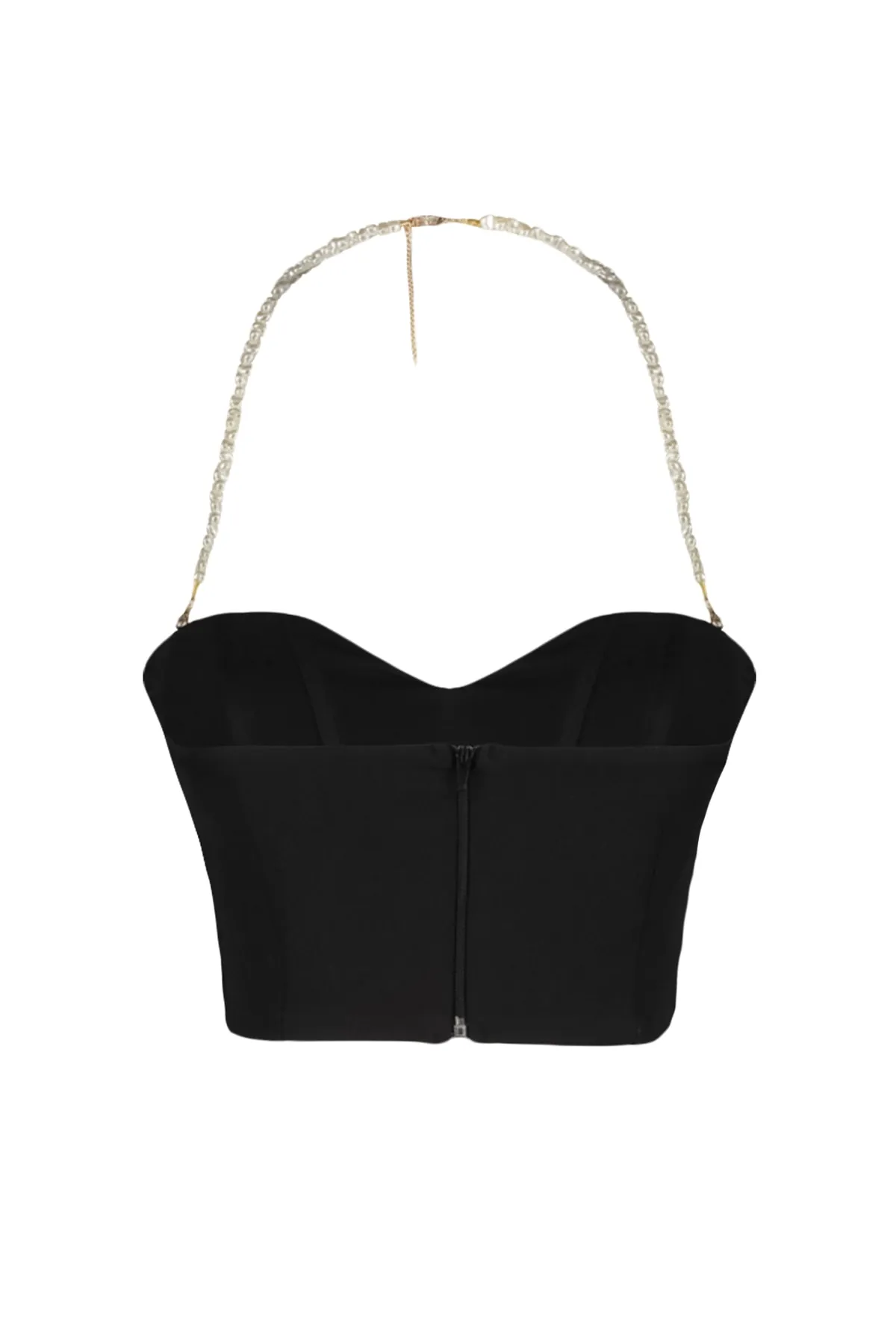 Trendyol Collection  Schwarzes Crop-Bustier mit gewebten Accessoires TPRSS23BS00018