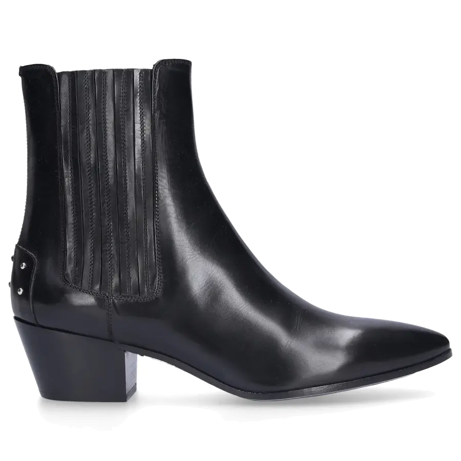 Saint Laurent - Stiefeletten WEST 45 Kalbsleder Logo schwarz - schwarz