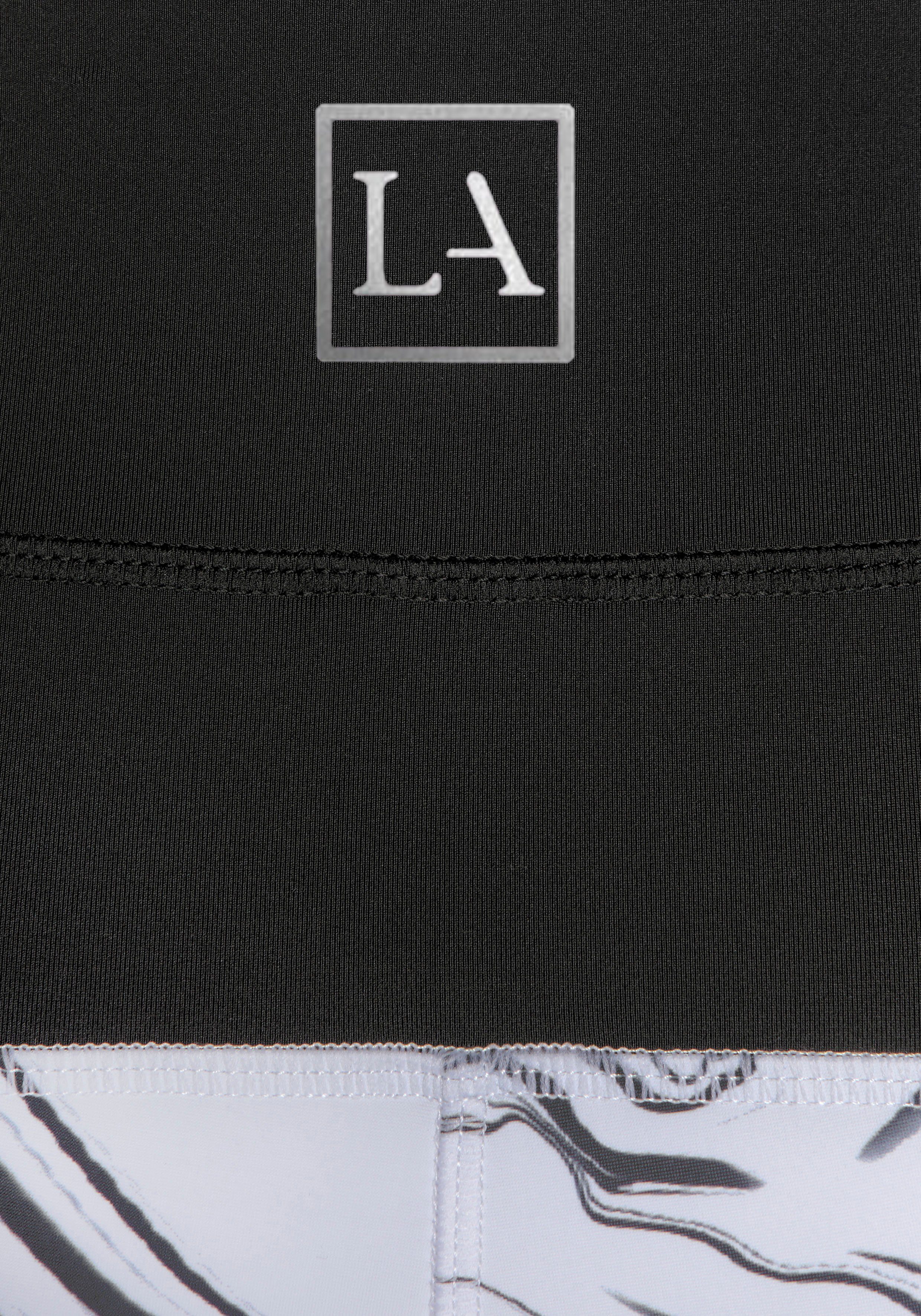 LASCANA ACTIVE Leggings White Marble im Marmor-Muster mit Seitenstreifen