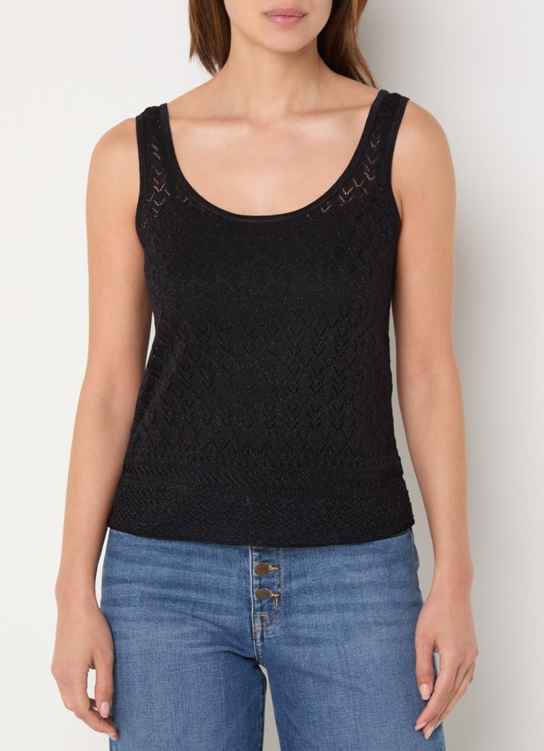Ralph Lauren  Fijngebreide tanktop met lurex en opengewerkt dessin