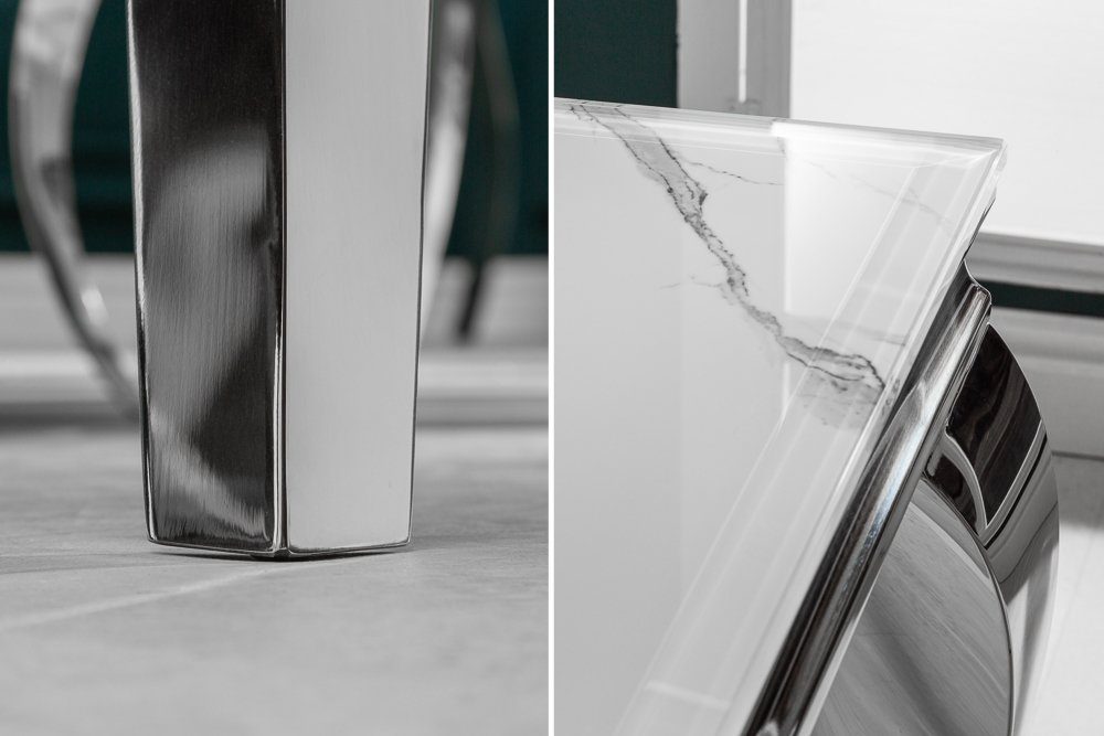 riess-ambiente Esstisch MODERN BAROCK 200cm grau / weiß, Esszimmer · Glas · Edelstahl · Marmor-Optik · Design