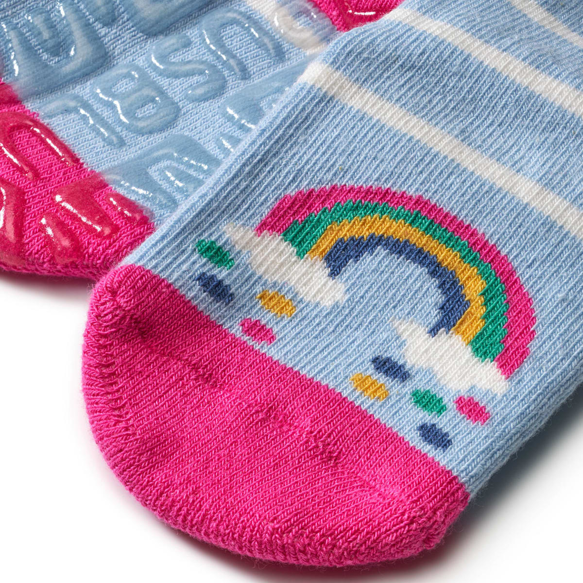 Stoppersocken mit Regenbogen-Motiv, blau, Gr. 25/26, 1 St