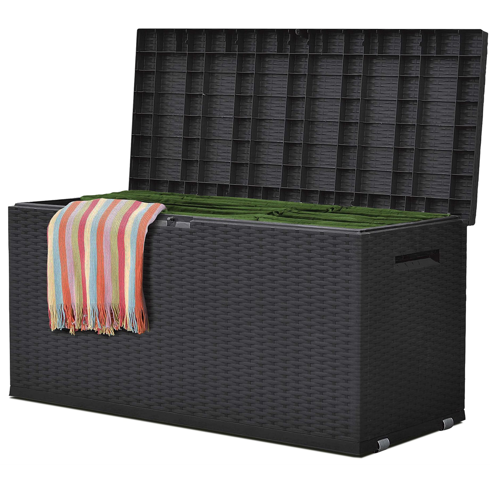 Jelenia Plast Gartentruhe NIZZA 350 Liter, in Rattan Design anthrazit
