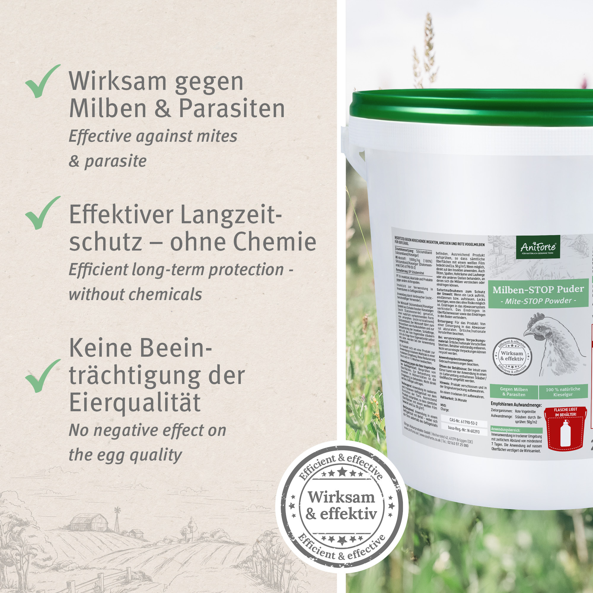 Aniforte Zubehör Aniforte Milben STOP Kieselgur inkl. Stäuberflasche 2kg