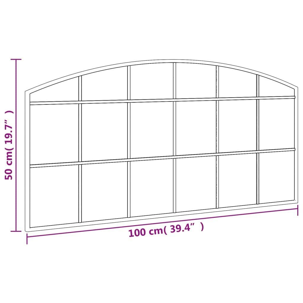 vidaXL Spiegel Wandspiegel Schwarz 100x50 cm Gewölbt Eisen (1-St)