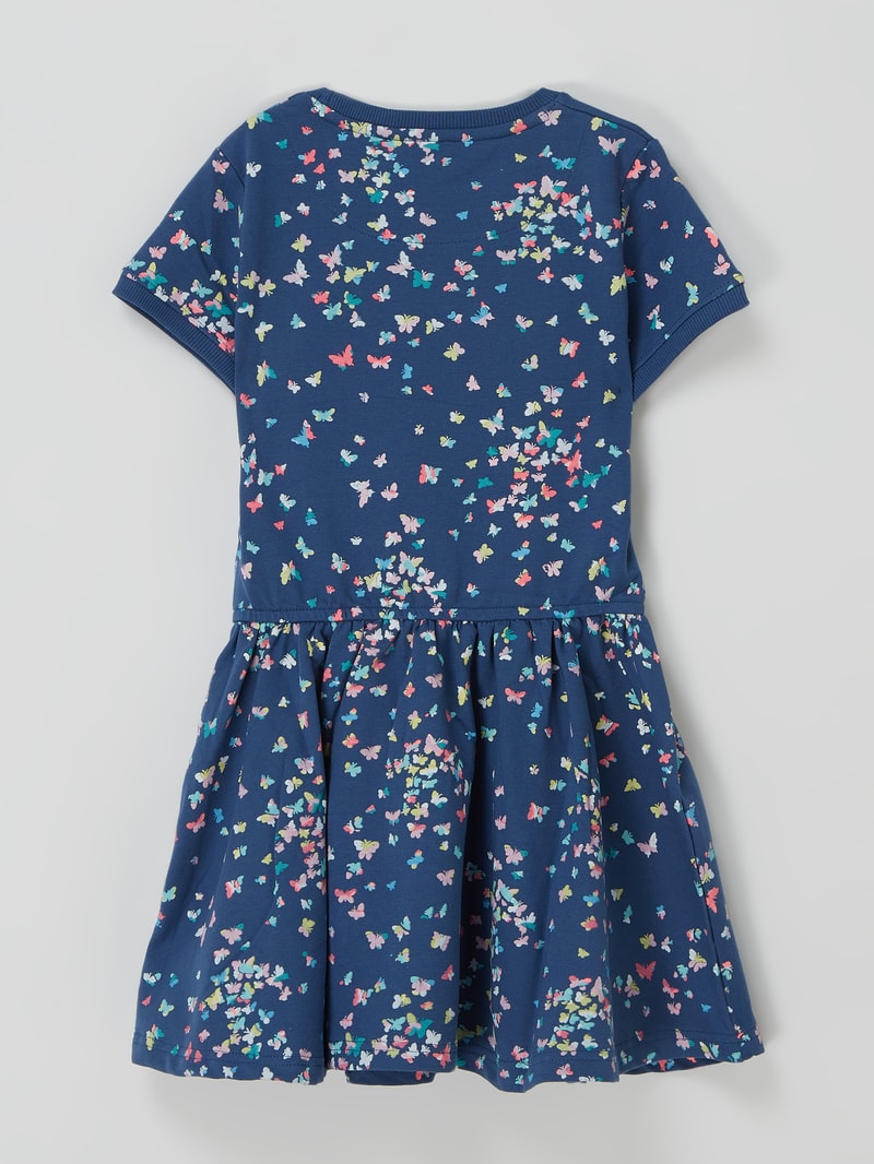 Sweatkleid mit Schmetterling-Prints in blau