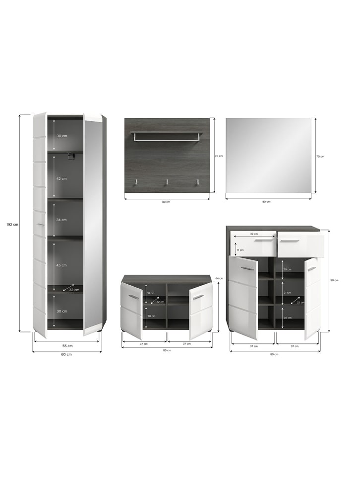 ebuy24 Garderobenmöbel Salsa Weiß 250 x 37 cm günstig kaufen onesize
