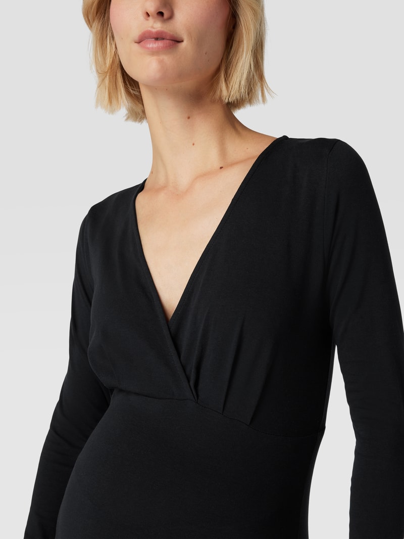Umstands-Longsleeve in Wickel-Optik Modell 'Emma' im 2er-Pack in schwarz