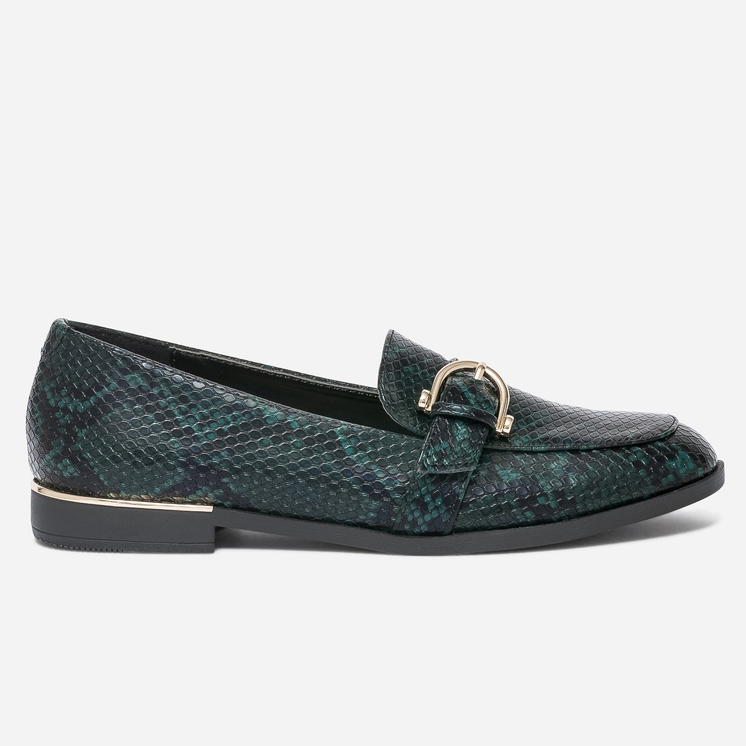 Mocassin vert embossé effet python