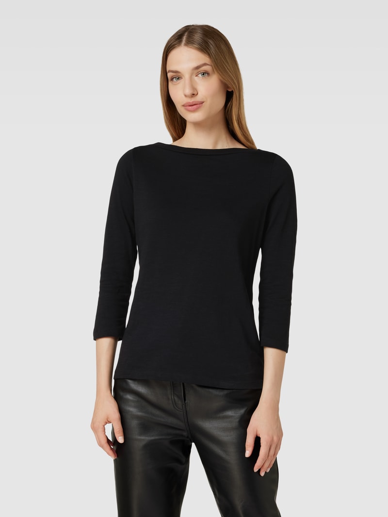 Longsleeve mit U-Boot-Ausschnitt in schwarz