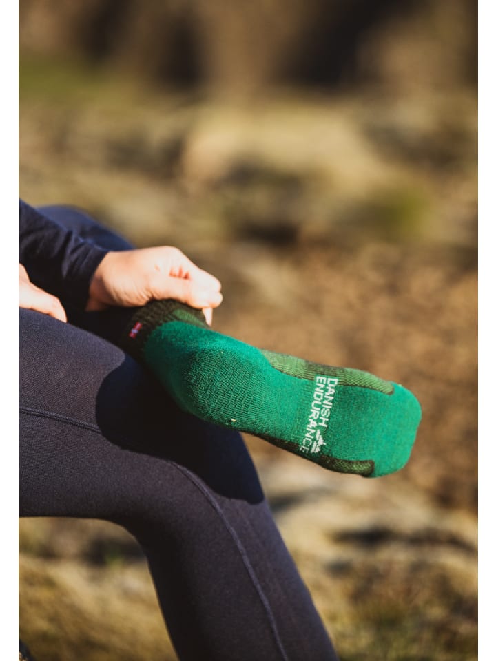 DANISH ENDURANCE Wandersocken Merino Hiking Low in black/green/grey günstig kaufen