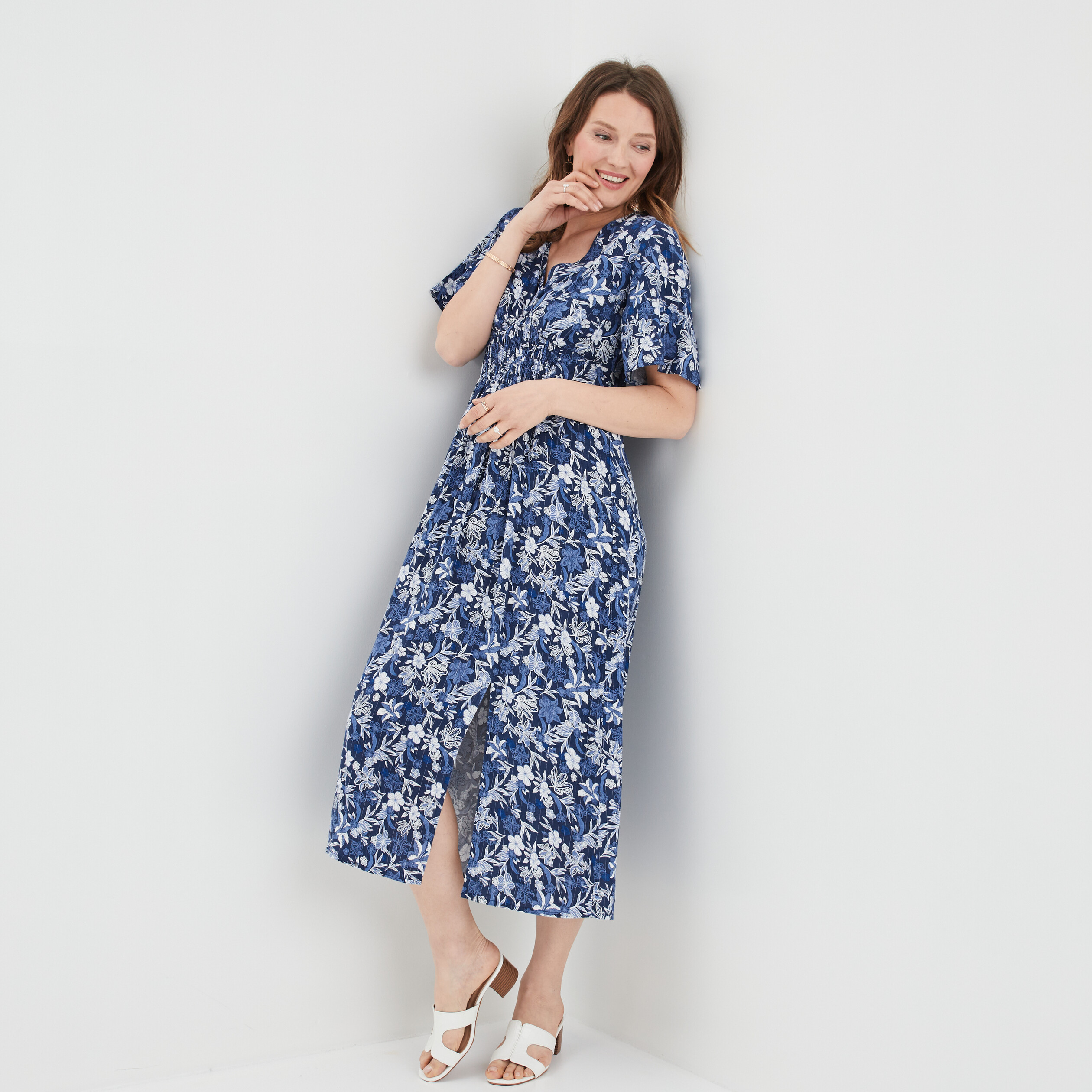 Robe longue droite Creeks bleu marine femme | La Halle