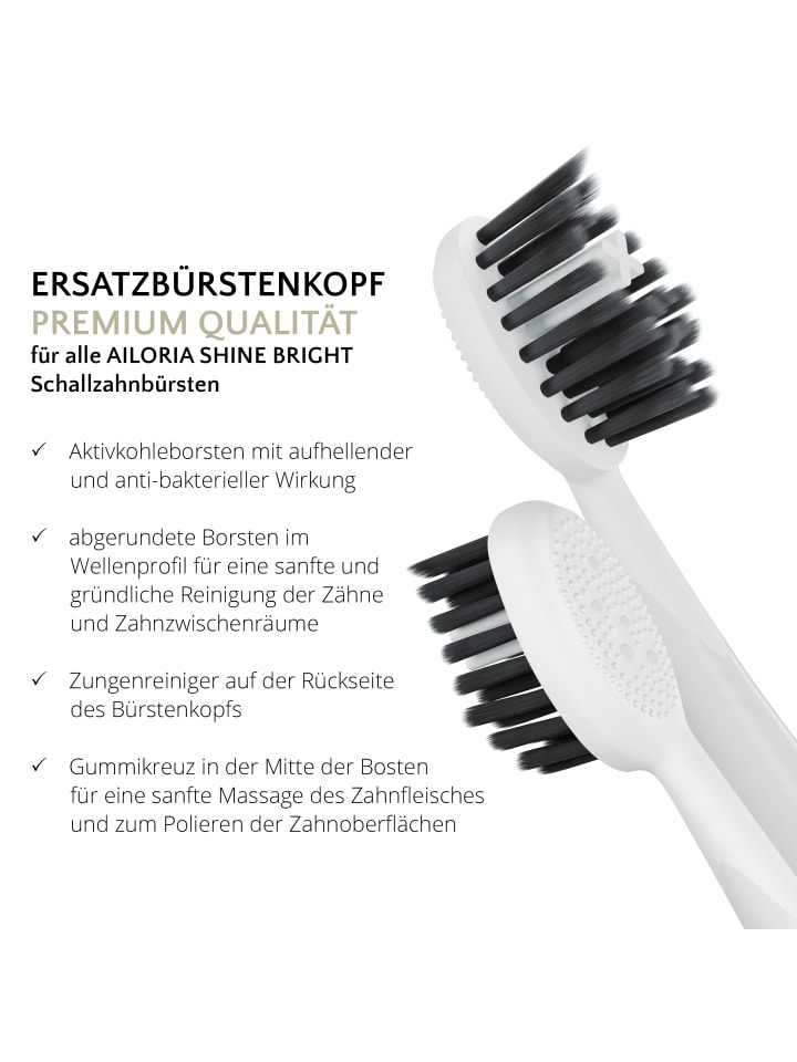 Ailoria SHINE BRIGHT Charcoal Ersatzbürstenköpfe 6er Set in weiß günstig kaufen onesize