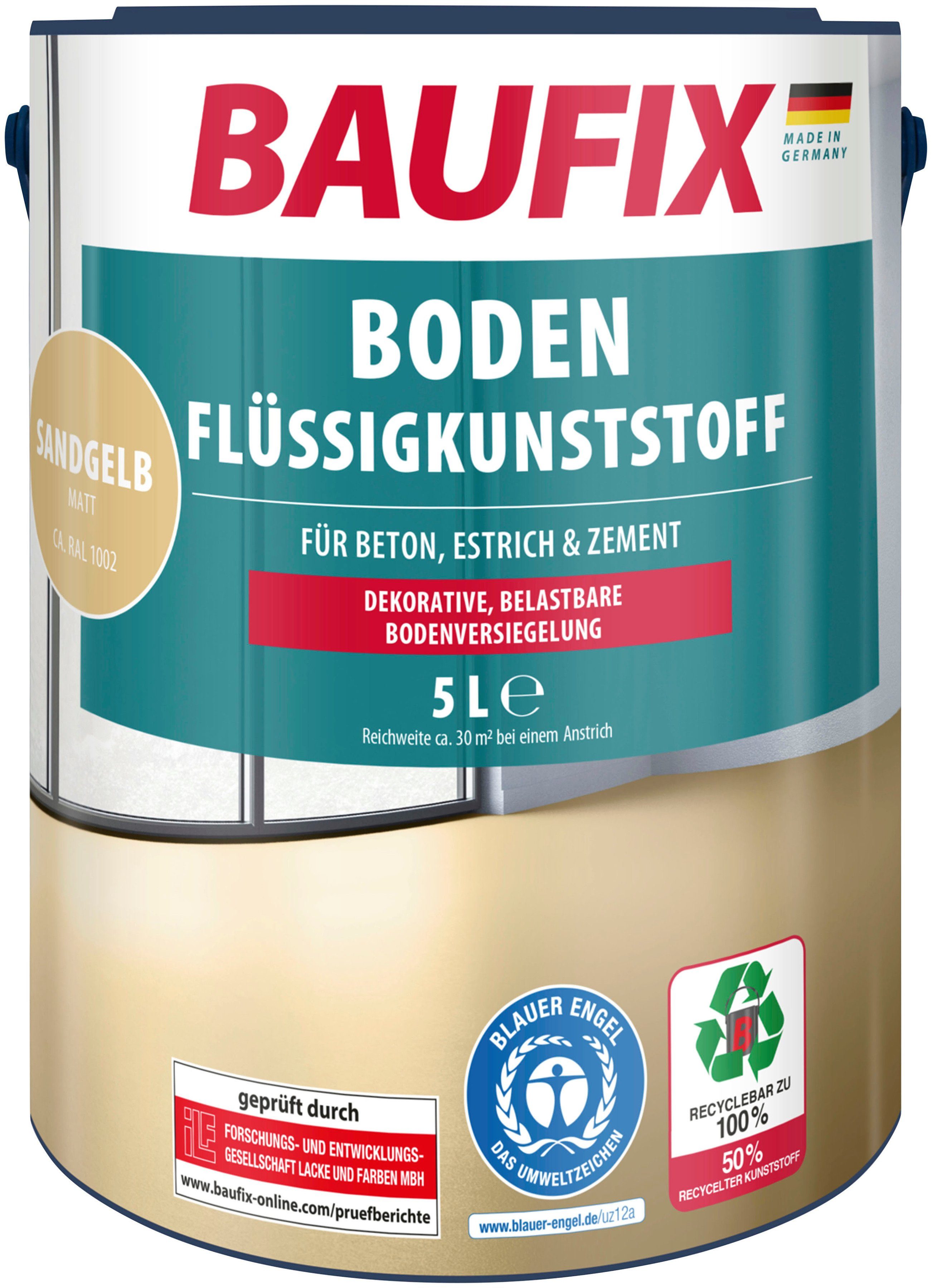 Baufix Bodenversiegelung Boden-Flüssigkunststoff, Beton-und Bodenfarbe, 5L, matt