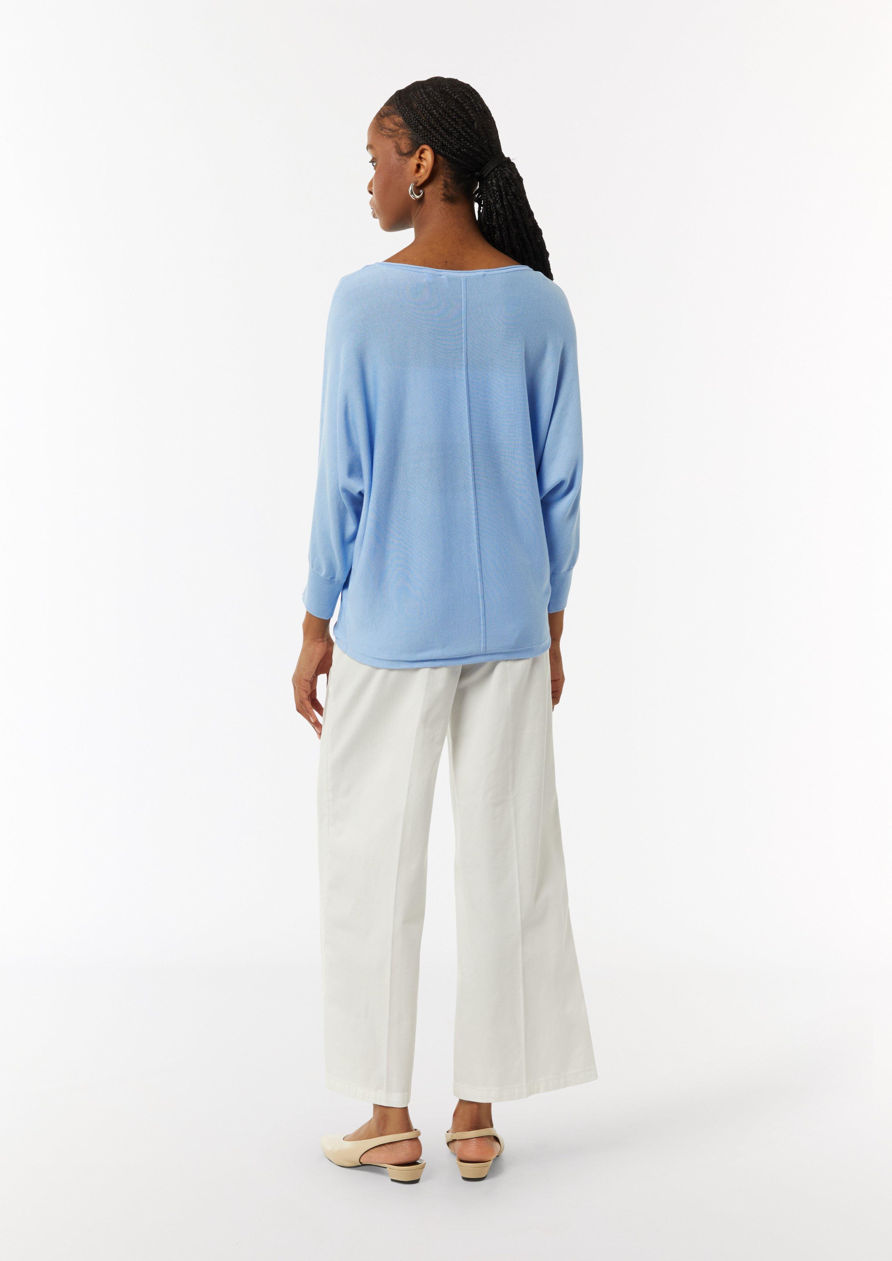 Oversized-Pullover mit Fledermausärmeln - himmelblau