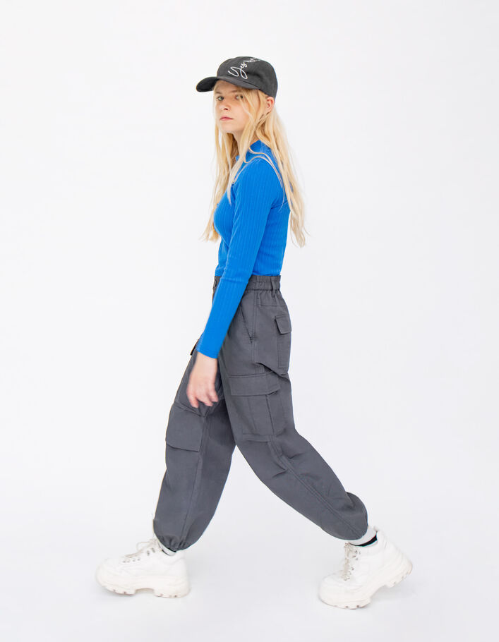 Pantalon BATTLE gris toile esprit parachute fille