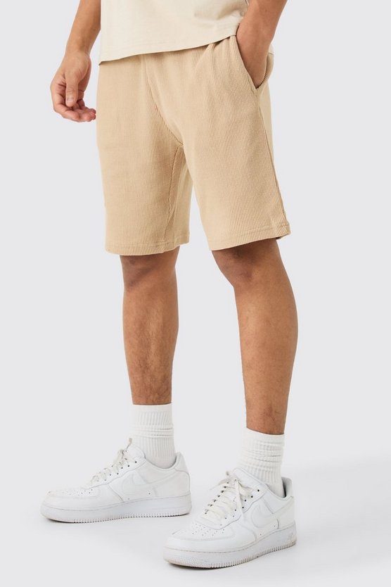 Mittellange Slim-Fit Shorts in Waffeloptik