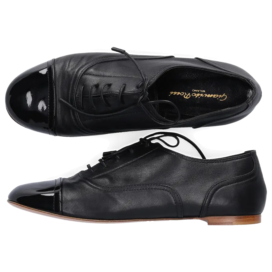 Gianvito Rossi - Schnürer GL2329 Kalbsleder Lackleder schwarz - schwarz