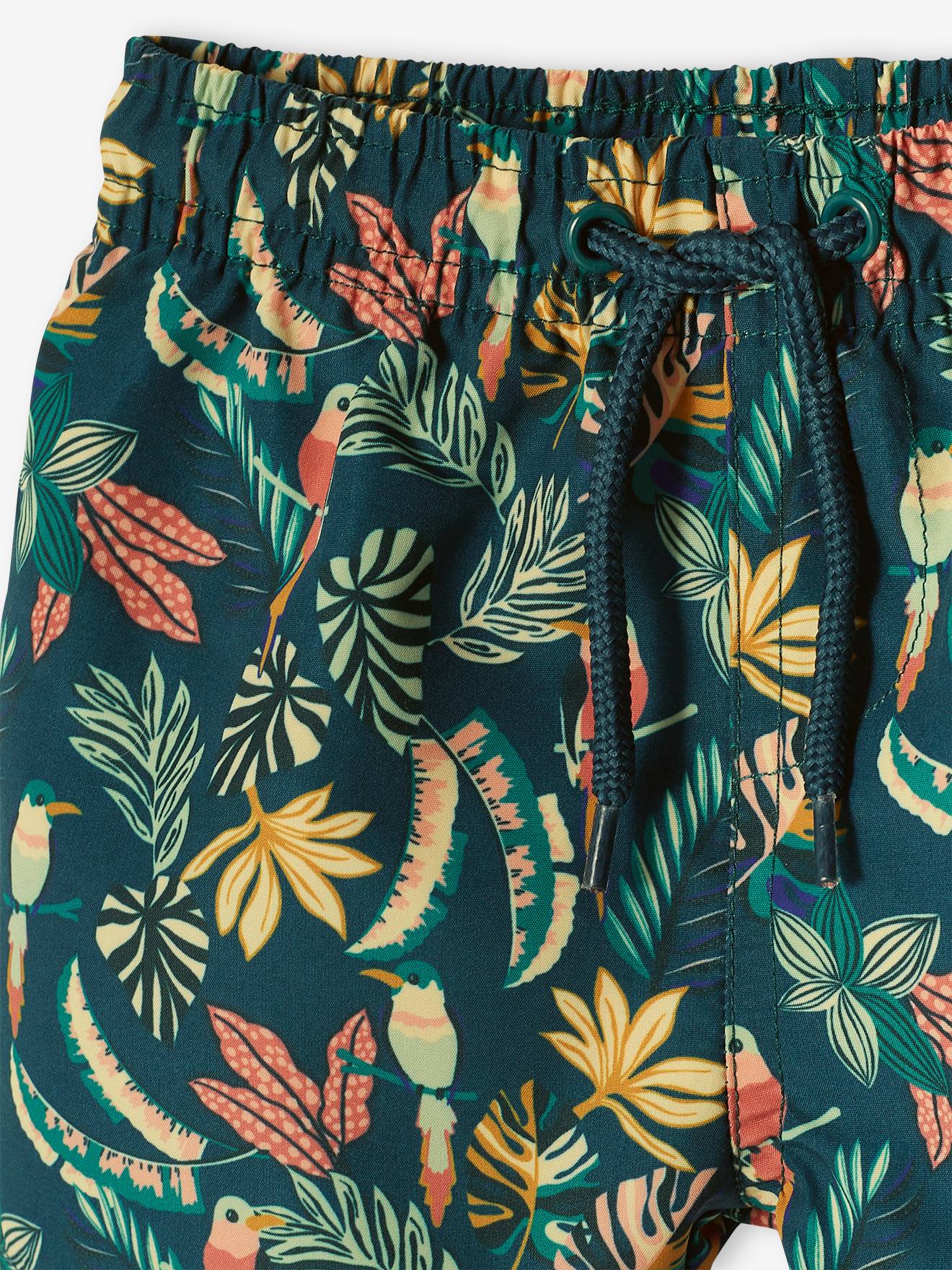 Vertbaudet Jungen Baby Badeshorts, Capsule Collection JUNGLE Oeko-Tex - dunkelgrün bedruckt