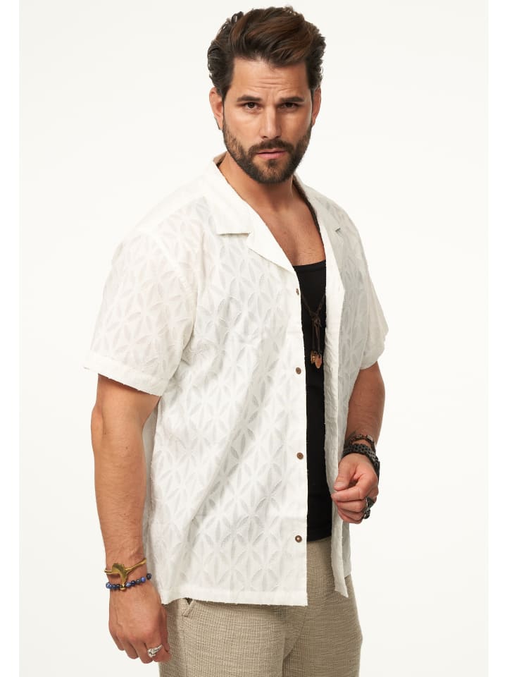 SOULSTAR Kurzarmhemd - im Vintage Summer-Look Kurzarm Strick Polo-Hemd T-Shirt in Ecru günstig kaufen