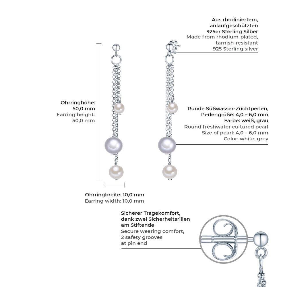 Valero Pearls Boucles d'oreille en perle Argent sterling Perle de culture d'eau douce en Argent Boucles d'oreilles