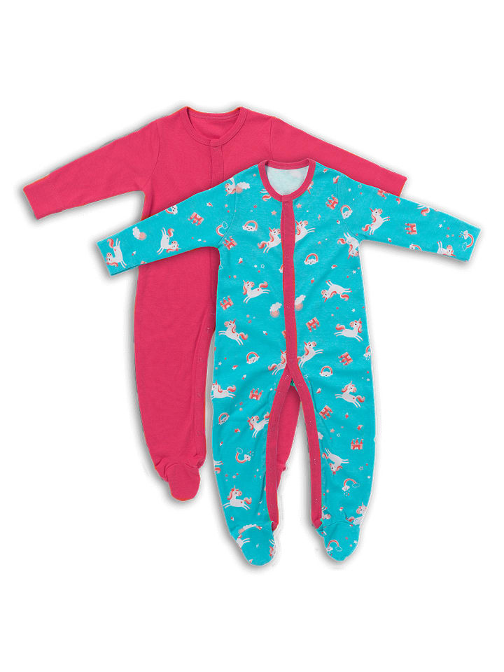 Schlummersack Bio Baby-Schlafanzug langarm 2er Pack in Rosa günstig kaufen 62