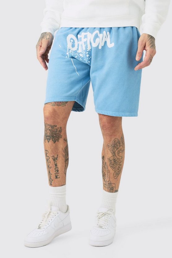 Tall lockere Jersey-Shorts mit Official Graffiti Print