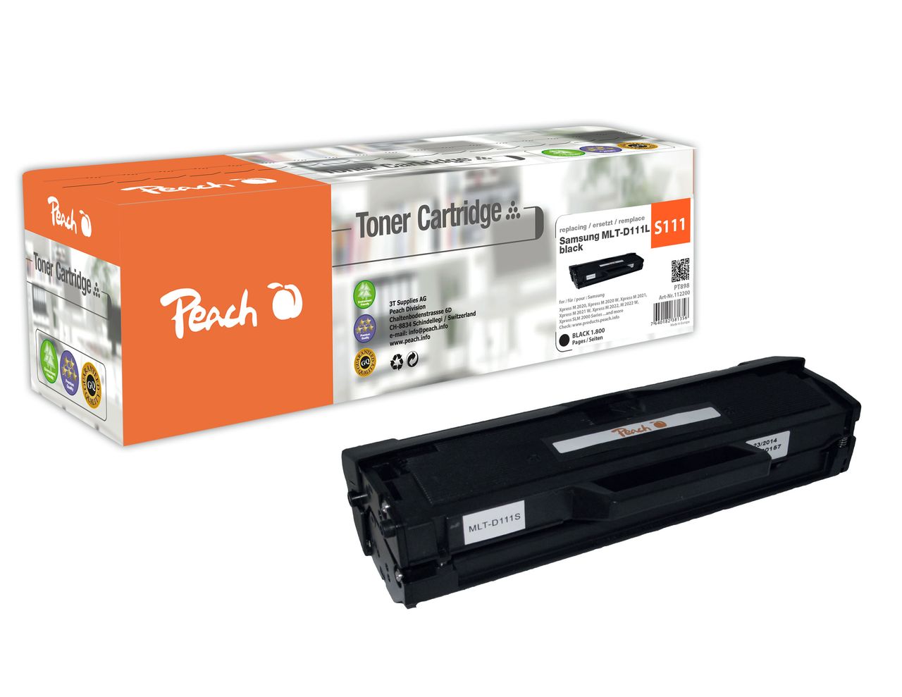 Peach Tonermodul schwarz ersetzt Samsung MLT-D111L/ELS