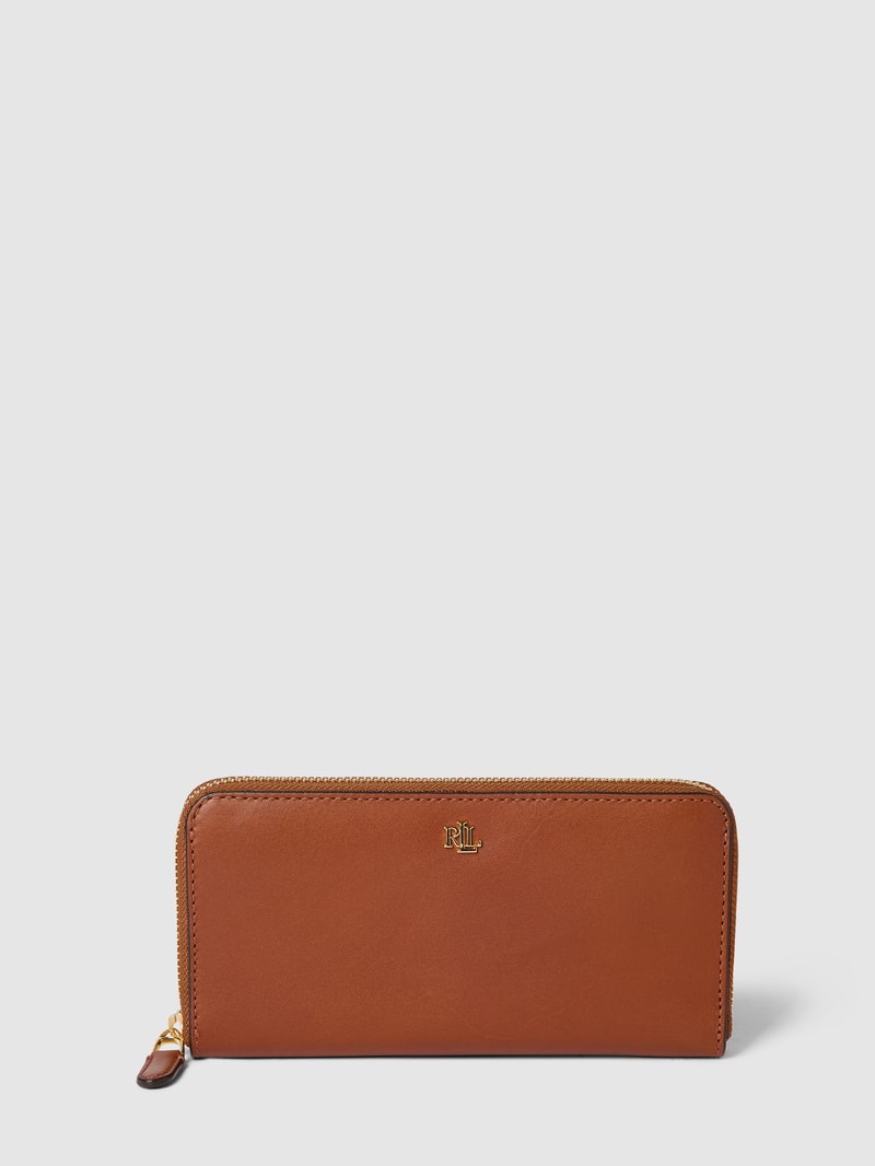 Portemonnaie mit Label-Applikation Modell 'LARGE' in cognac