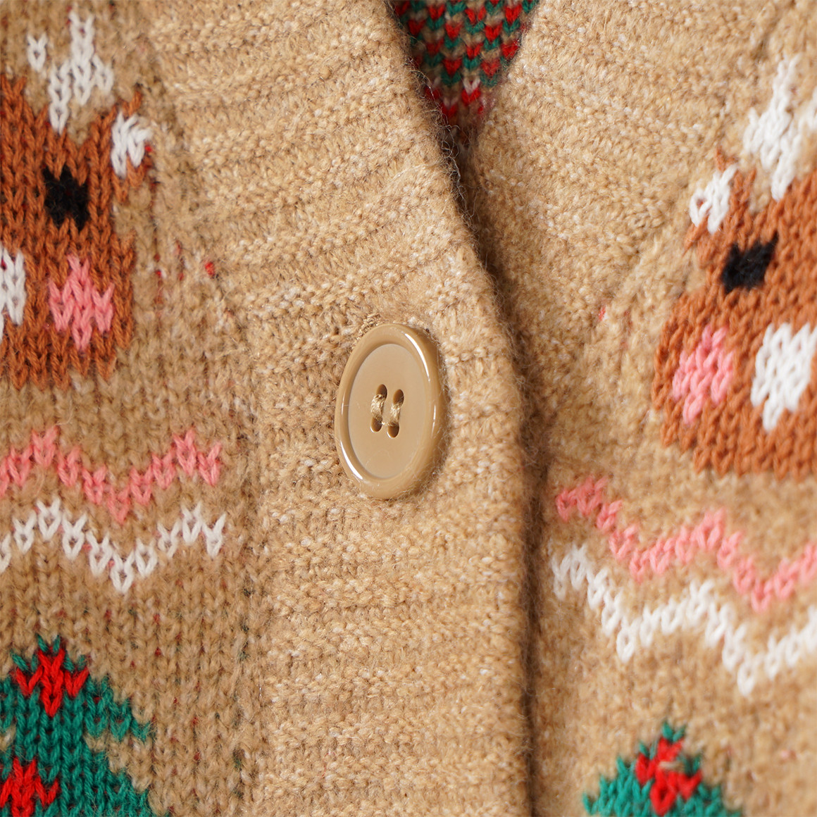 Mädchen Weihnachtsstrickjacke gemustert beige