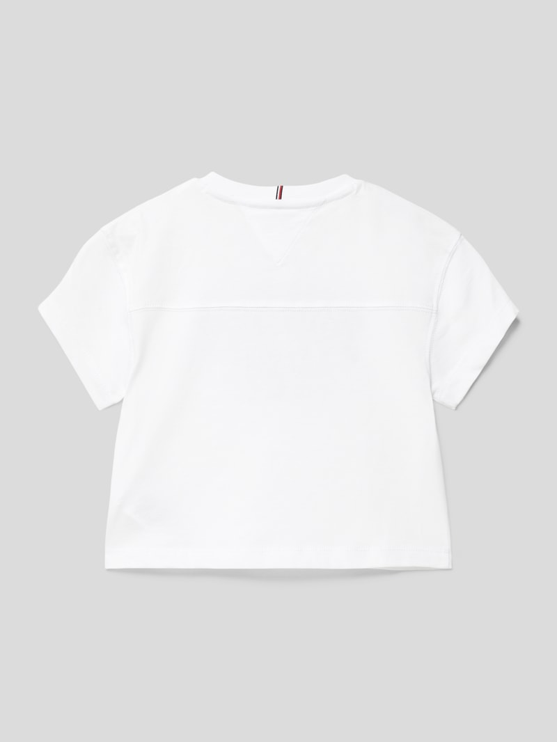 Cropped T-Shirt mit Logo-Print Modell 'VARSITY' in weiß