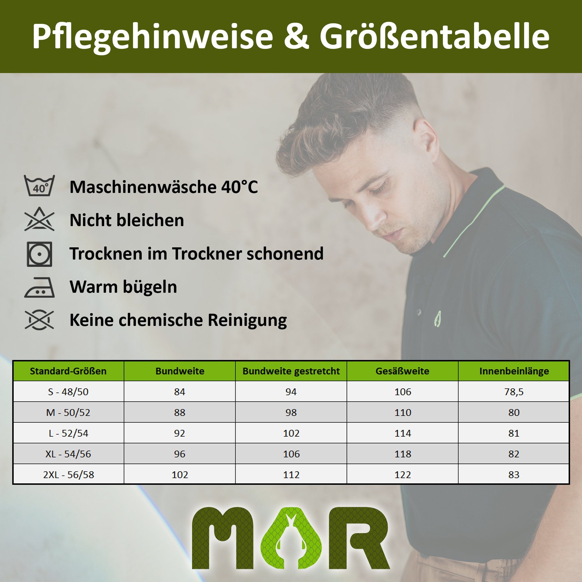 MAR Workwear Arbeitshose Basic, 6 Taschen, ergonomischer Schnitt, seitlich dehnbarer Bund, breite Gürtelschlaufe
