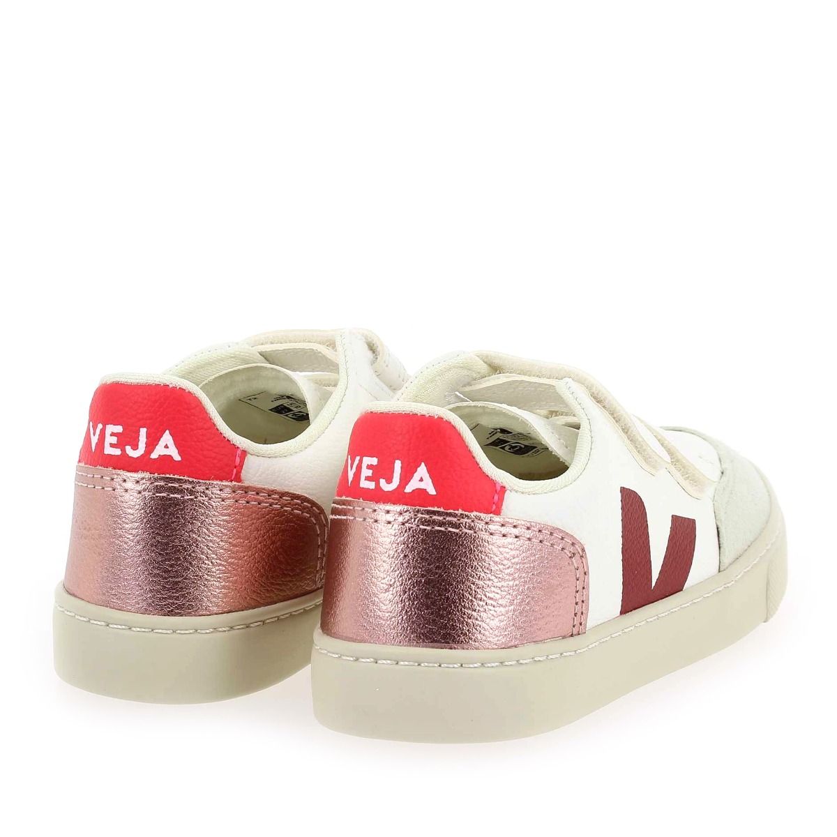 Veja  SMALL V12 VELCRO H23 - Blanc Rose