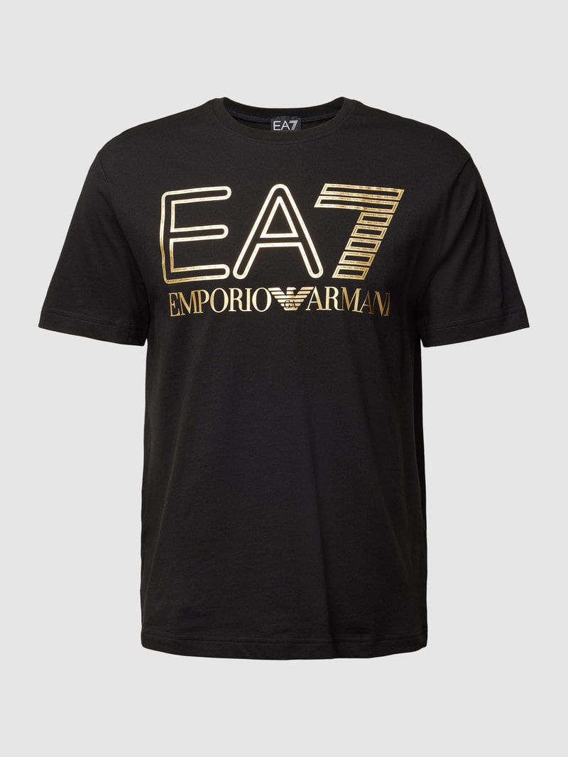 T-Shirt mit Label-Print in schwarz