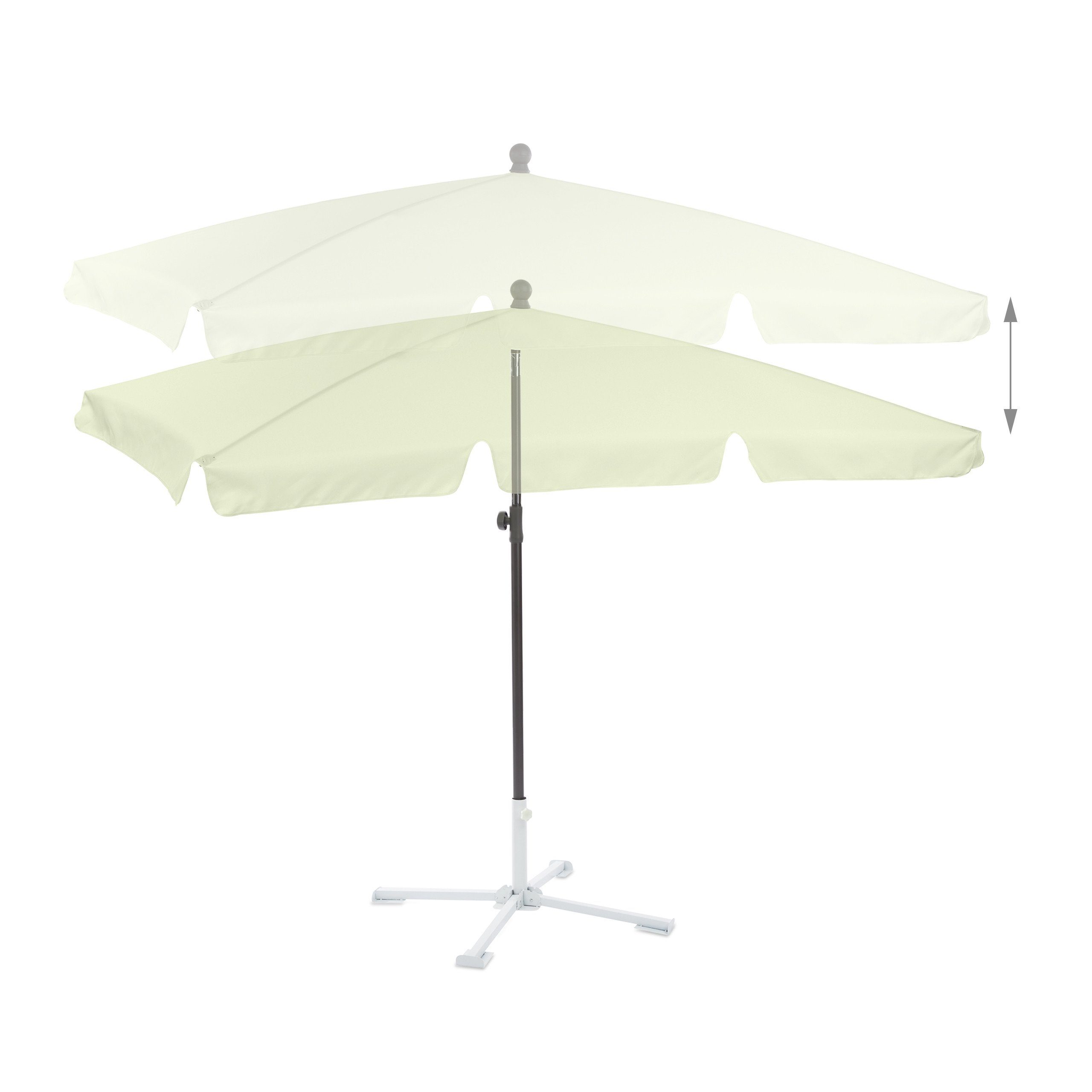 relaxdays Sonnenschirm Rechteckiger Sonnenschirm für den Garten, Weiß
