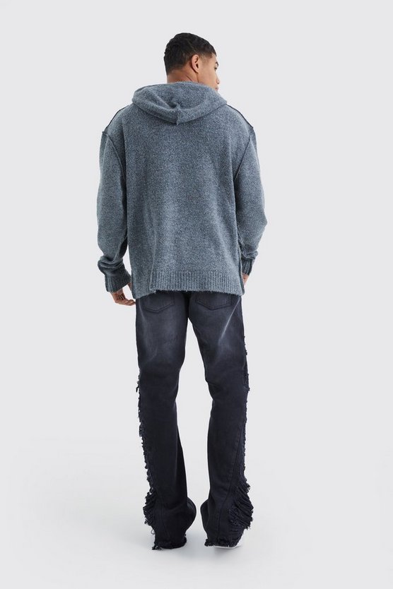 Oversize Bouclee Hoodie mit Naht-Detail