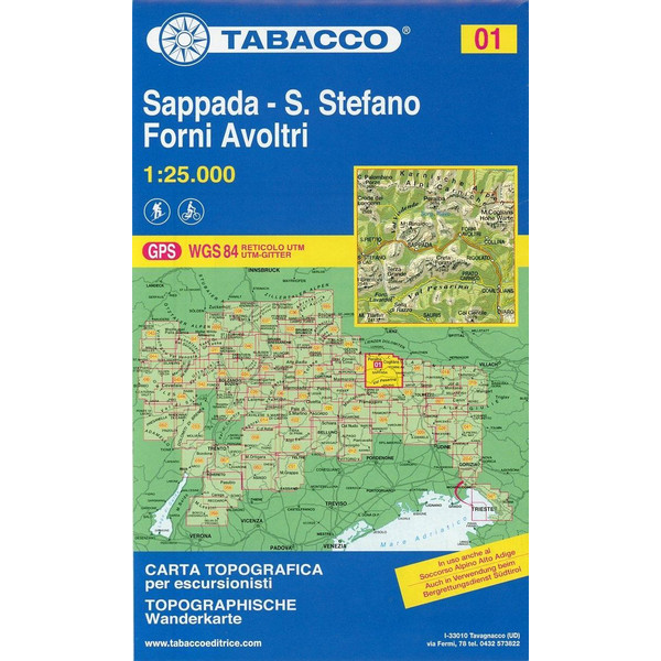 Tabacco Wandern 1 : 25 000 Sappada - San Stefano - Forni Avoltri - Wanderkarte