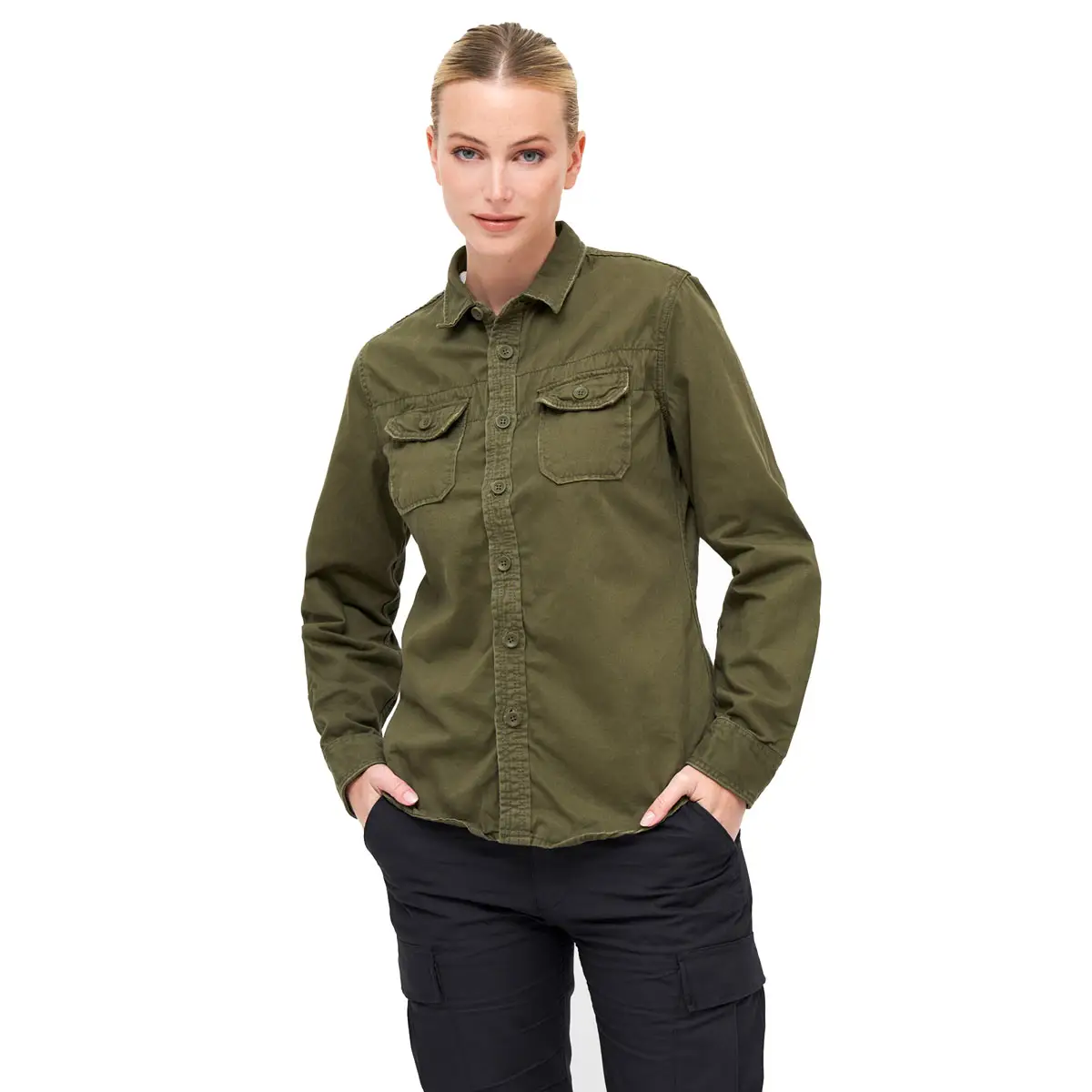 Ladies Vintage Shirt langarm oliv