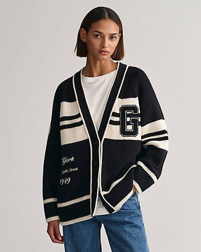GANT Damen Strickjacke VARSITY V-NECK CARDIGAN