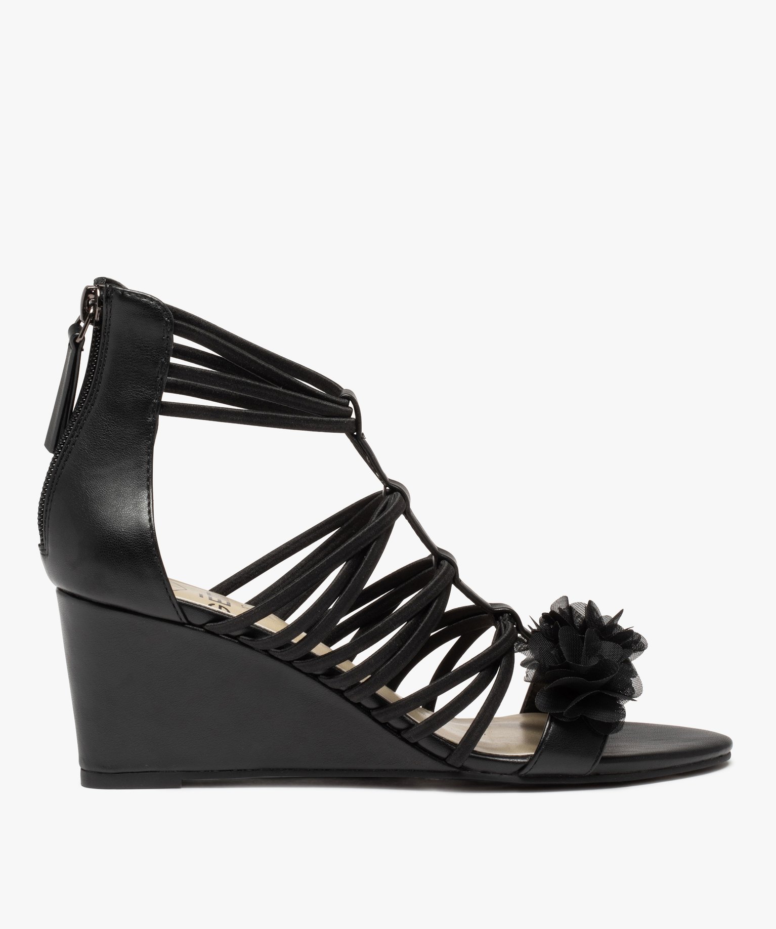 Sandales femme compensées avec contrefort fermé noir | GEMO