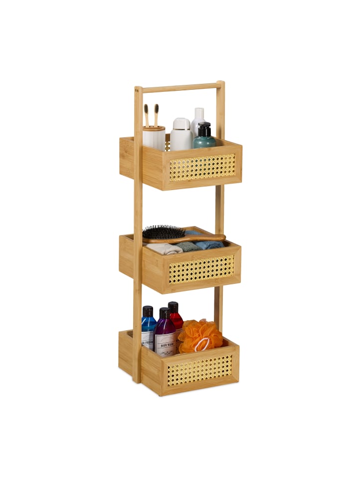 relaxdays Badregal in Natur - (B)27 x (H)83 x (T)26 cm günstig kaufen onesize