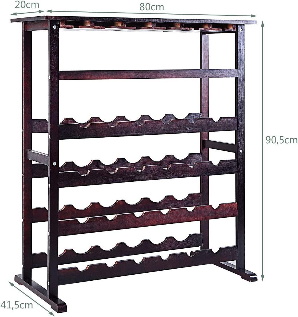 KOMFOTTEU Weinregal Flaschenregal Gläserregal Flaschenständer, aus Holz, für 24 Flaschen