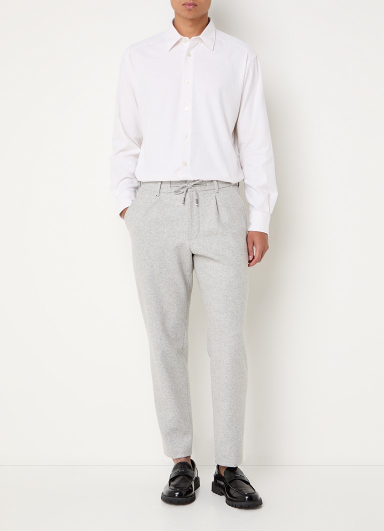Pantaloni slim fit HUGO BOSS C-Perin, confecționați din amestec de lână, cu șnur reglabil.
