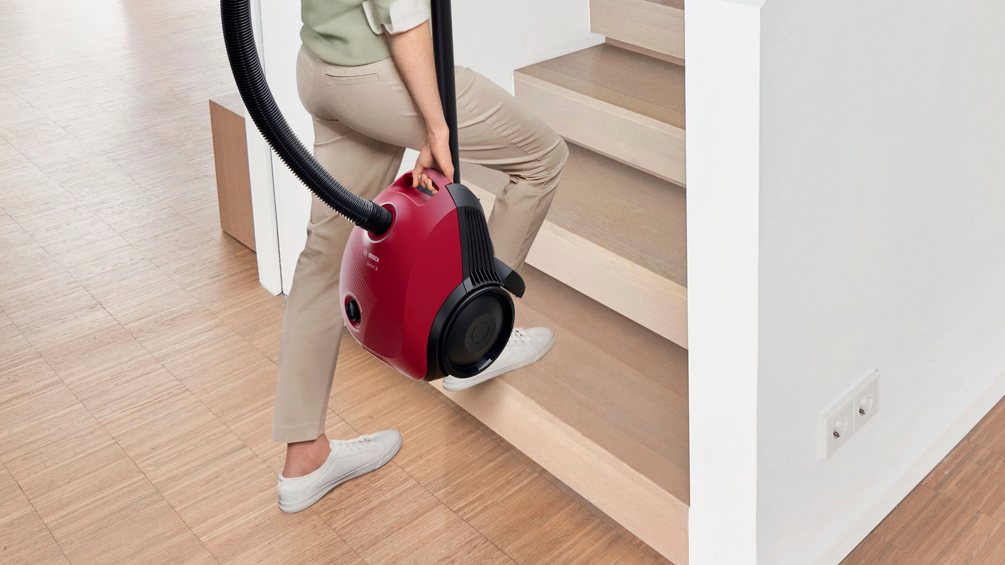 BOSCH Bodenstaubsauger BGLS2LR1H, 600 W, mit Beutel, nachhaltige Materialien, Hygienefilter, rot