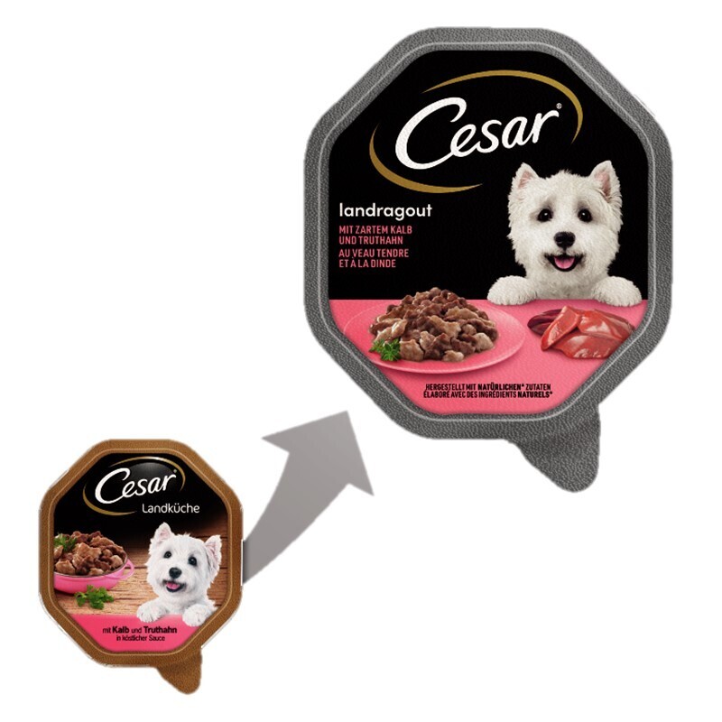 Cesar Hundenassfutter Cesar Landragout 14x150g Kalb & Truthahn