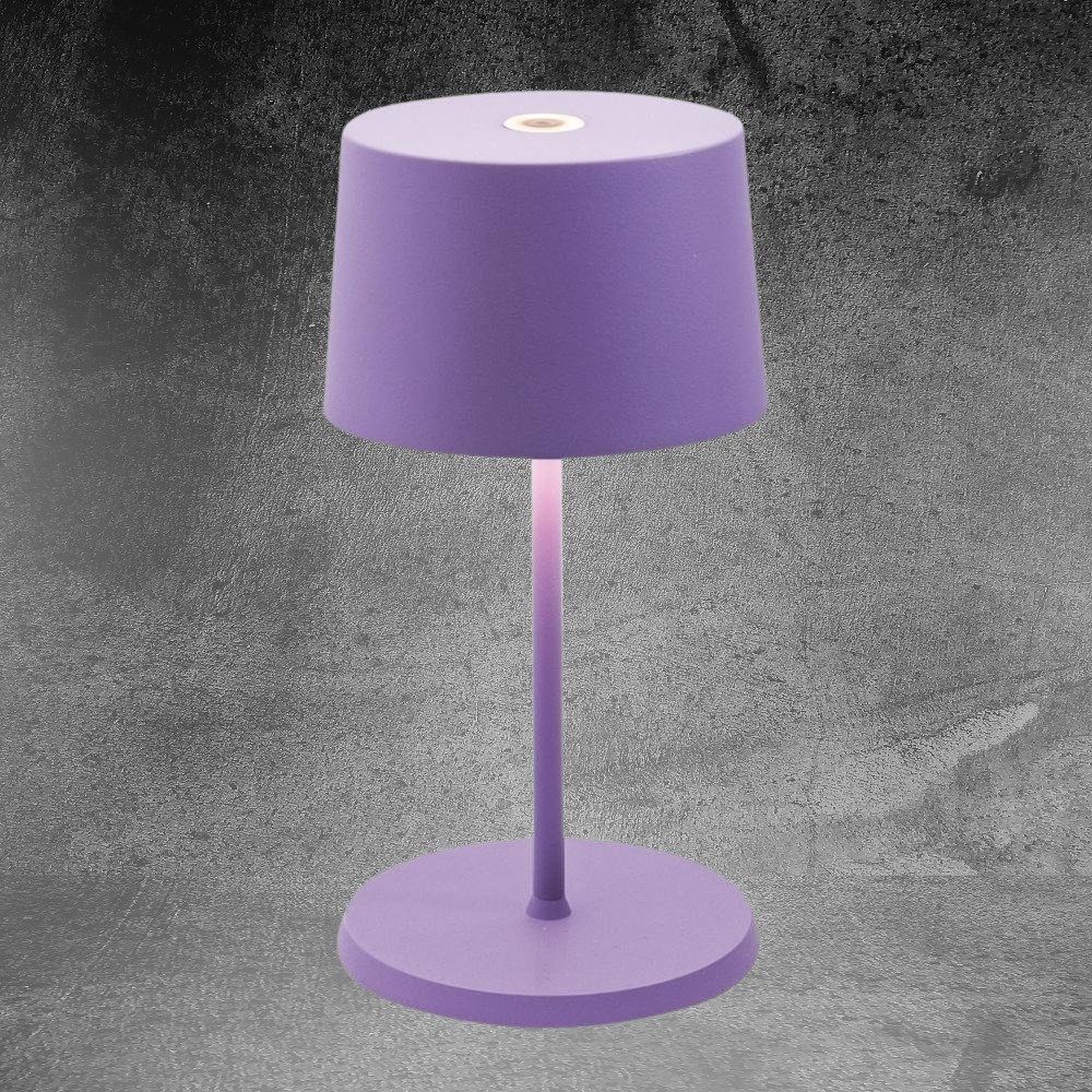 Zafferano LED Tischleuchte LED Akku Tischleuchte Olivia Mini in Lila 2,2W 150lm IP65, keine Angabe, Leuchtmittel enthalten: Ja, fest verbaut, LED, warmweiss, Tischleuchte, Nachttischlampe, Tischlampe