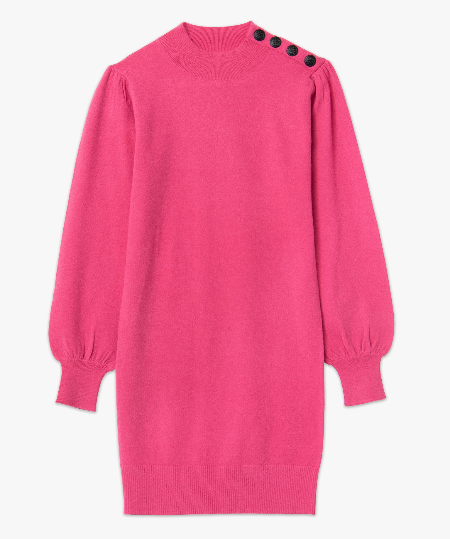 Robe pull femme en maille à manches longues et col montant rose | GEMO