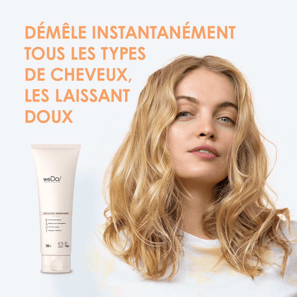 wedo Après-shampoing Vegan Légèreté et Douceur pour cheveux fins Après-shampooing vegan sans silicone sans colorants pour cheveux fins